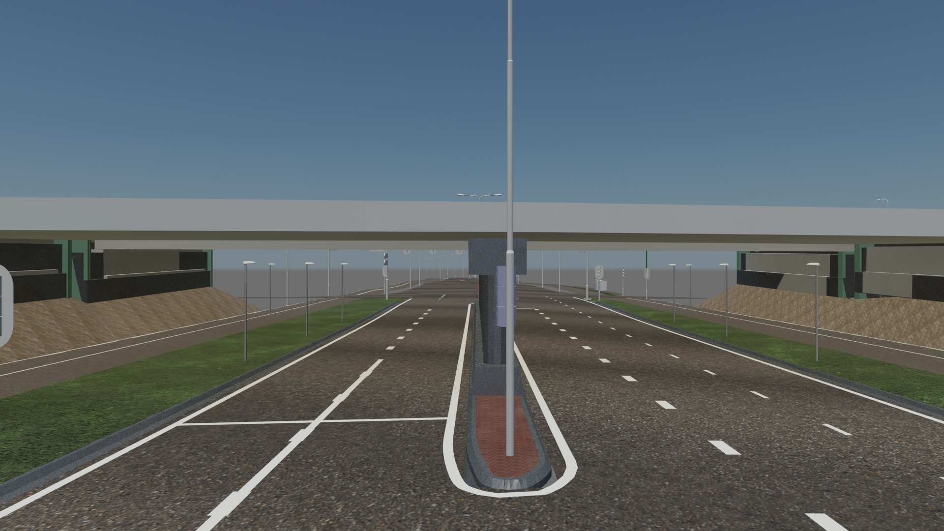 Ontwerptekening van het verruimde viaduct A28-N309, gezien vanaf de weg eronder